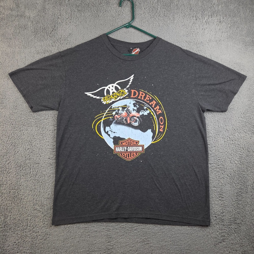 Harley-Davidson T-Shirt Mens Extra Large Aerosmith Dream On Biker Black